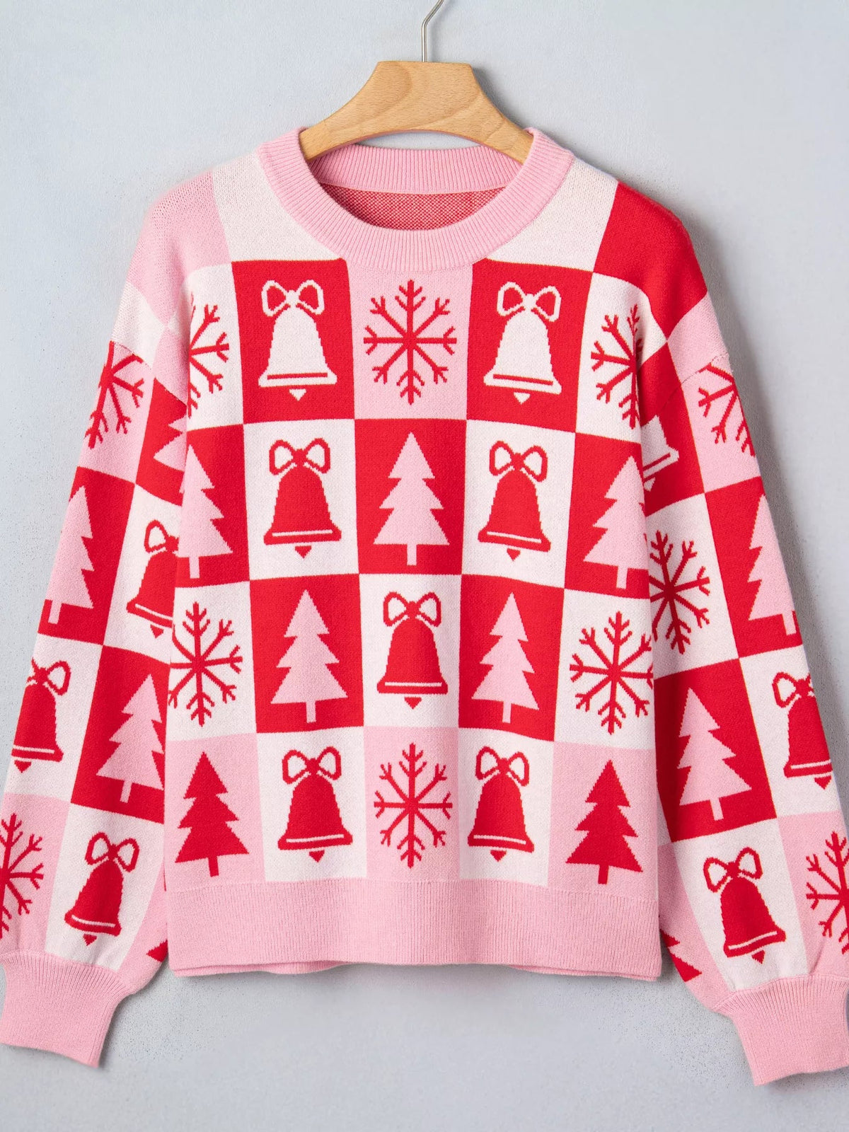 Christmas Plaid Sweater fabric and design detail