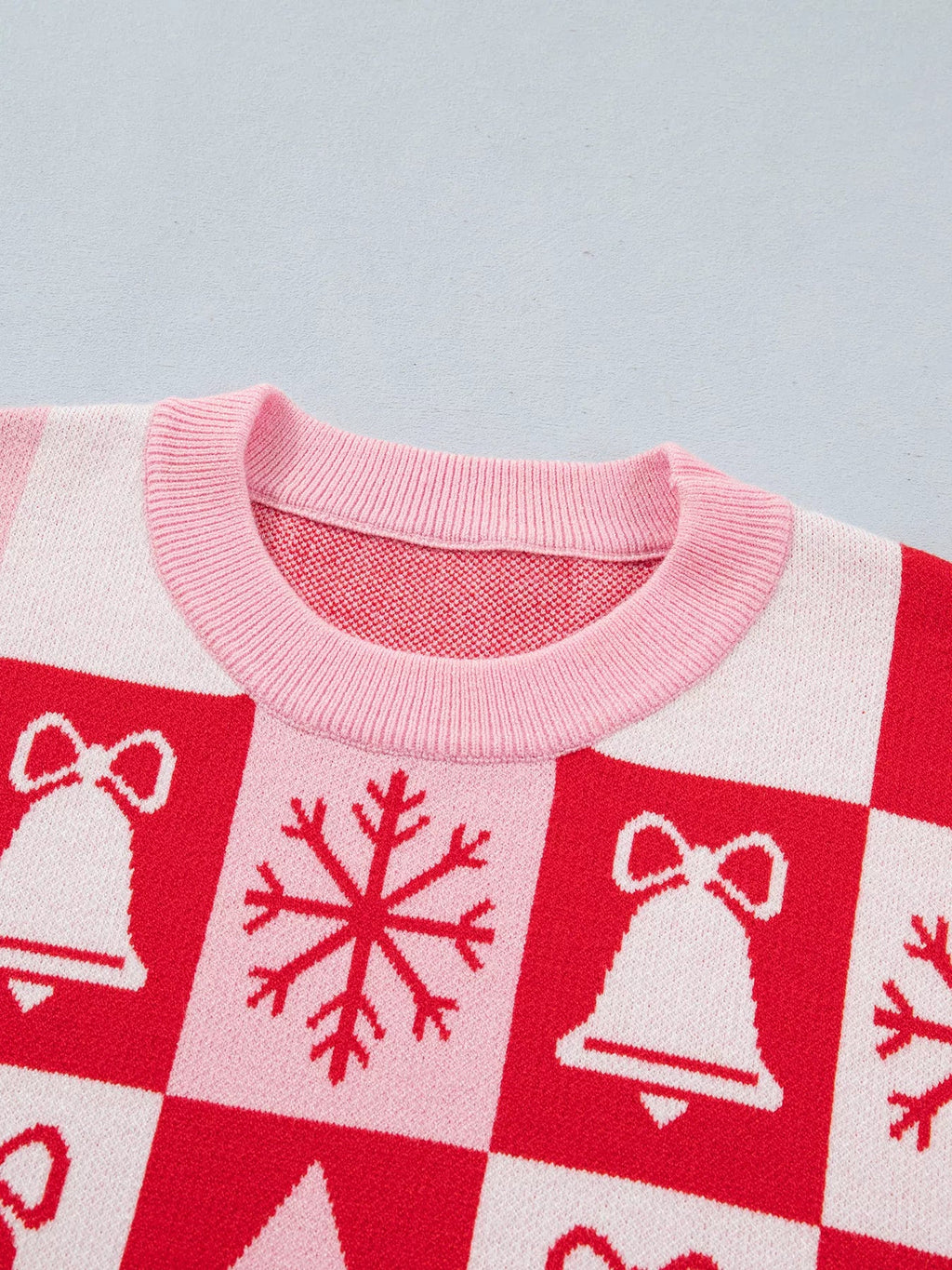 Christmas Plaid Sweater fabric and design detail