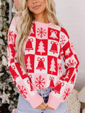 Christmas Plaid Sweater front view in red plaid
