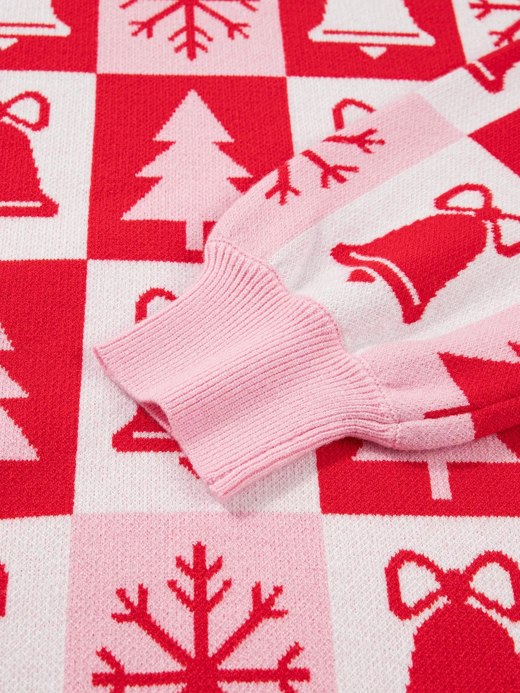 Christmas Plaid Sweater fabric and design detail