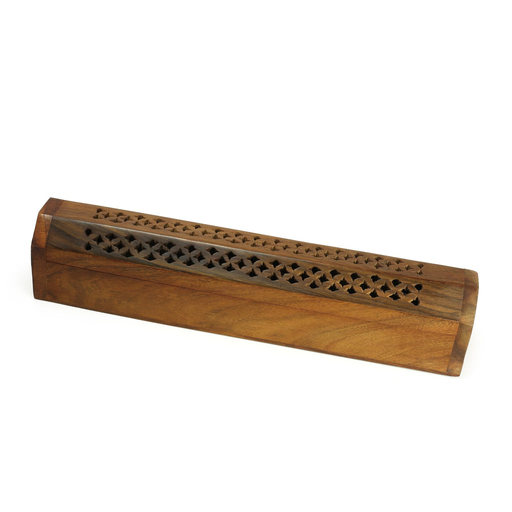 Incense Burner - Storage Wooden Box ~ Cutwork cover - Honeysuckle & Sparrow