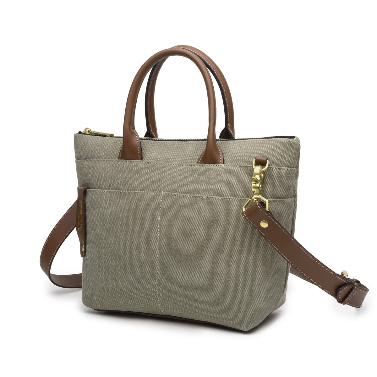 Dot | Small Tote | Fatigue Washed Canvas + Brown Leather - Honeysuckle & Sparrow