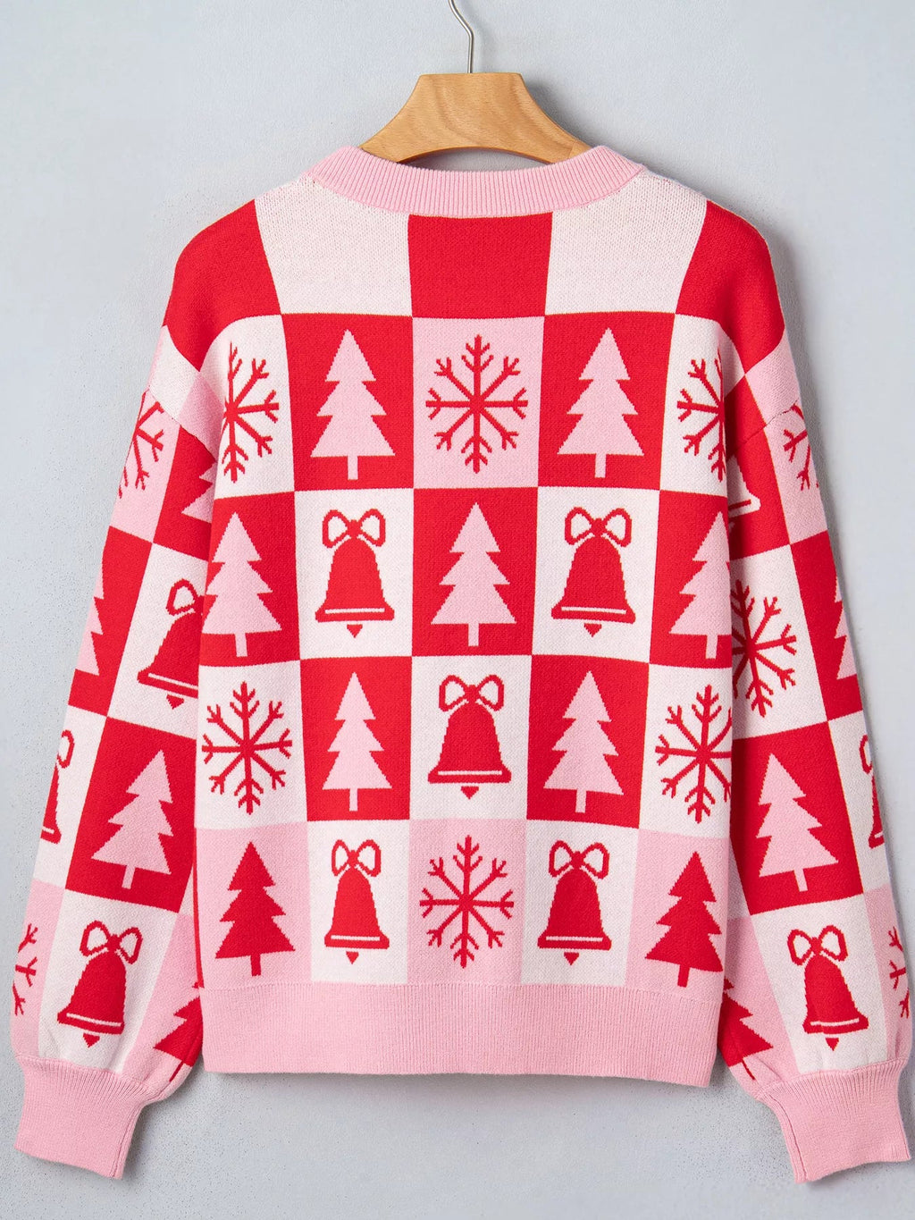Christmas Plaid Sweater fabric and design detail