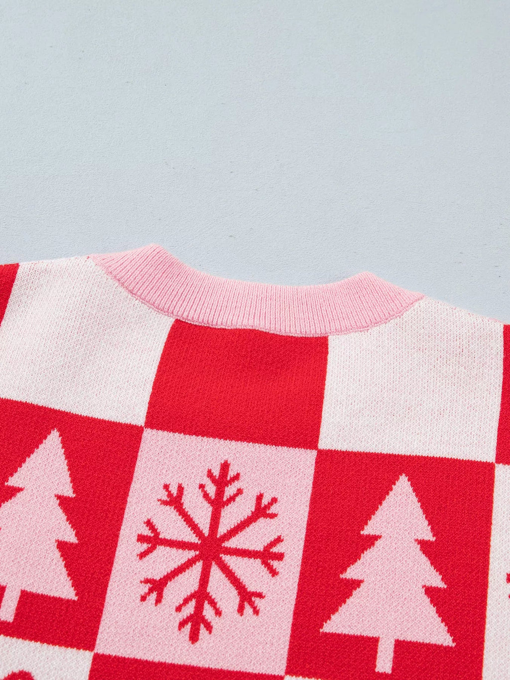 Christmas Plaid Sweater fabric and design detail