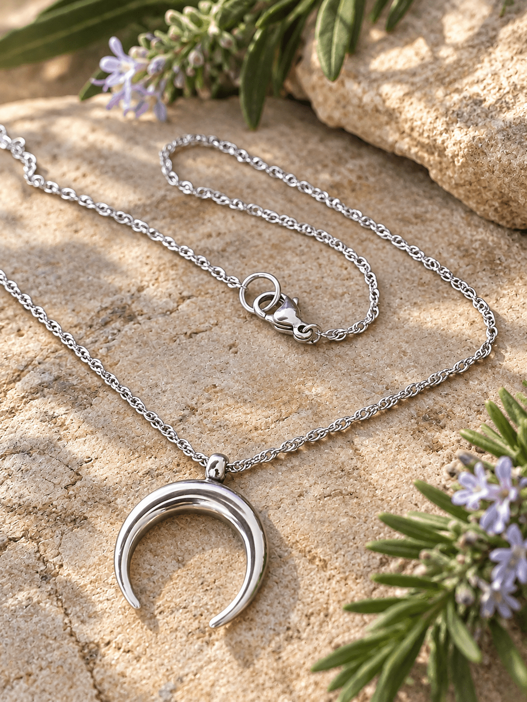CRESCENT MOON NECKLACE - Honeysuckle & Sparrow