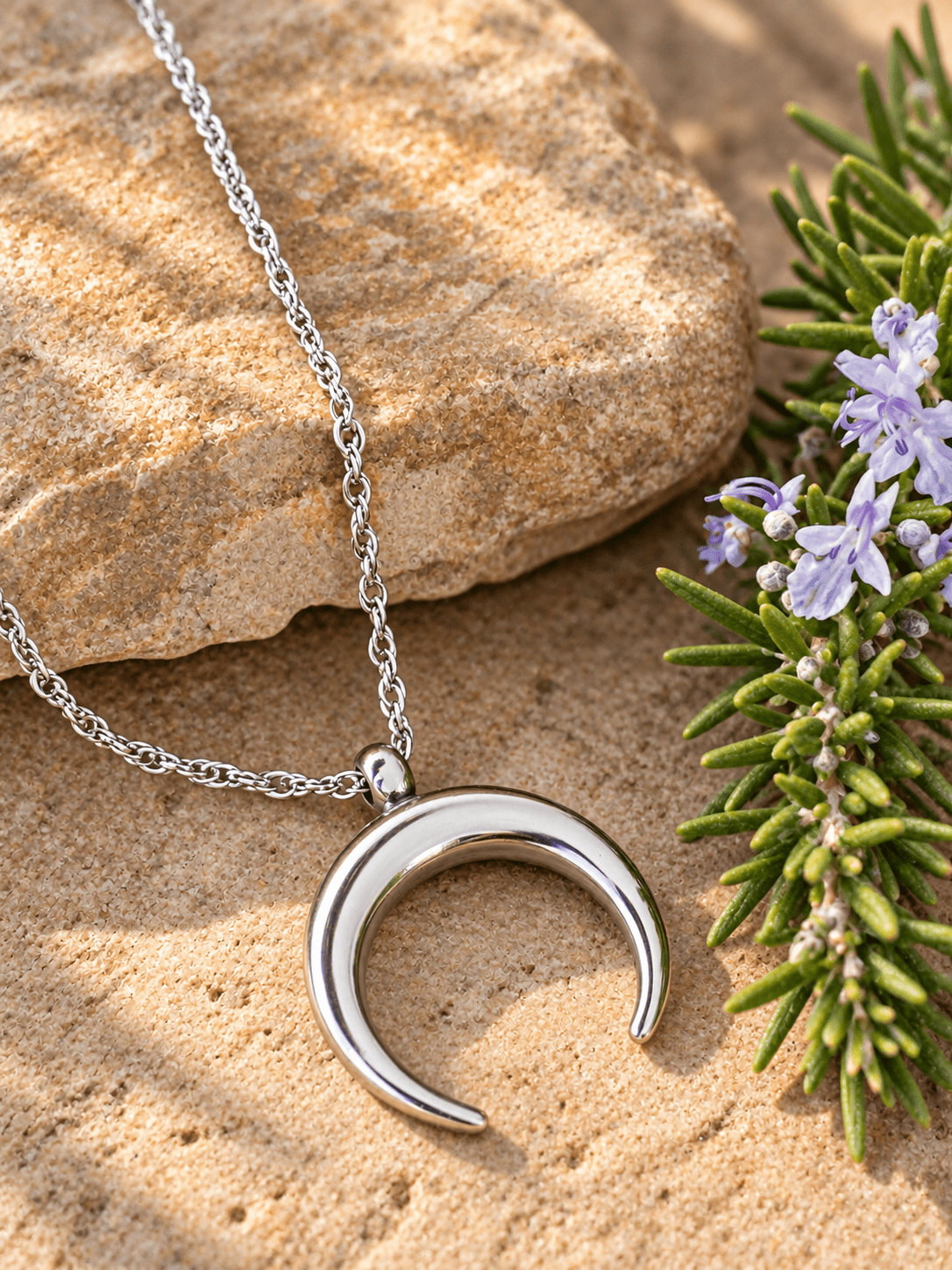 CRESCENT MOON NECKLACE - Honeysuckle & Sparrow