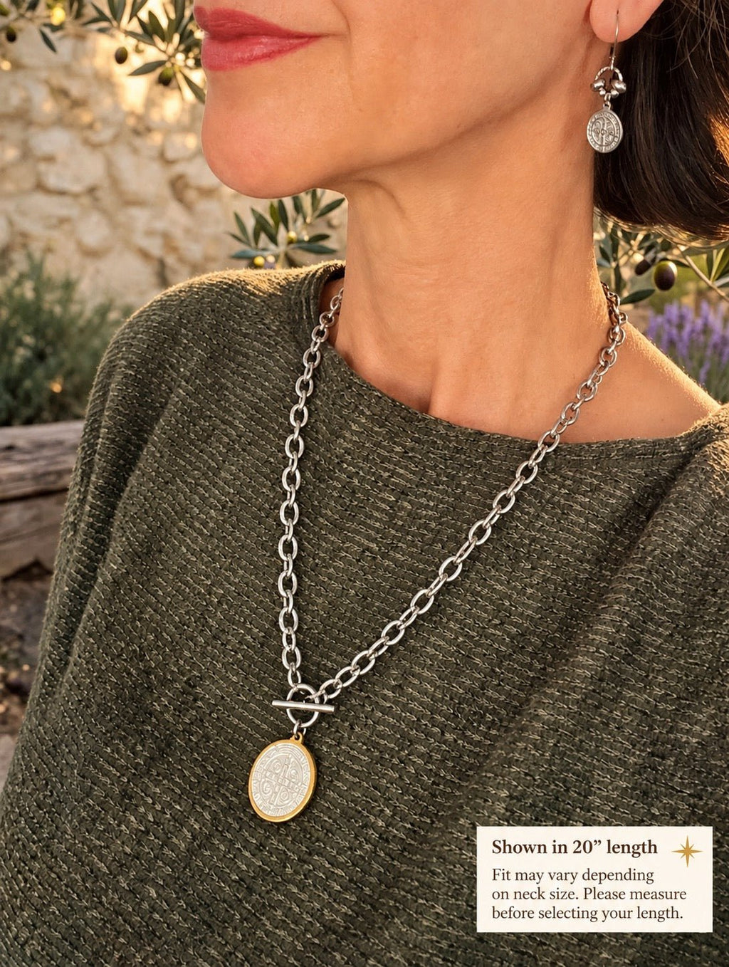 ST. BENEDICT TOGGLE NECKLACE - Honeysuckle & Sparrow