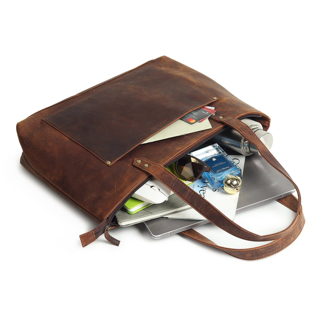 Rachel Large Leather Tote - Honeysuckle & Sparrow