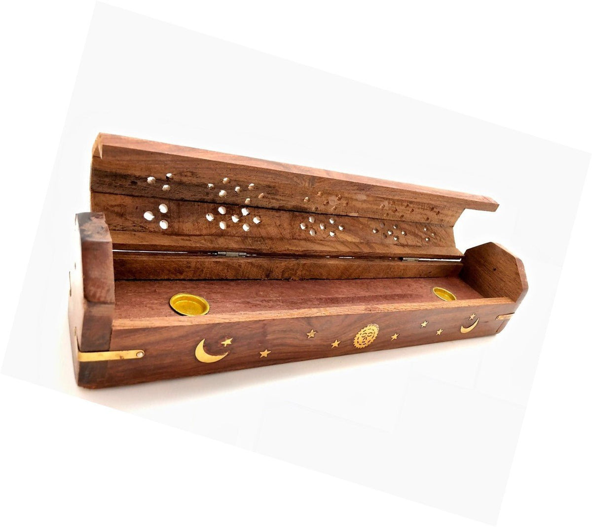 Celestial Wood Incense and cone Burner, Ash Catcher with storage - 18" - Honeysuckle & Sparrow