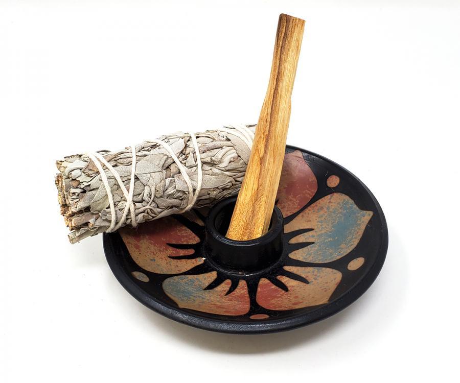 Ceramic Incense round Burner for Smudge stick, Incense, Palo - Honeysuckle & Sparrow