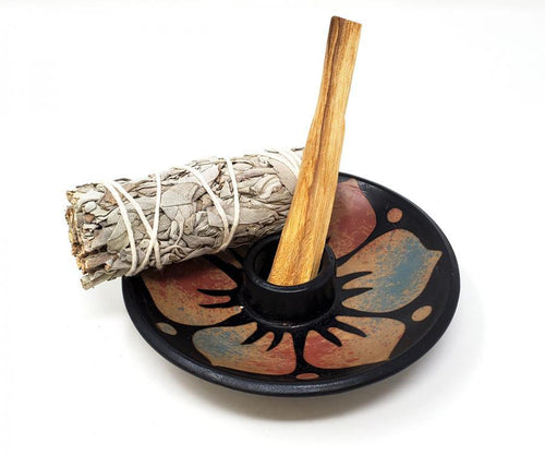 Ceramic Incense round Burner for Smudge stick, Incense, Palo - Honeysuckle & Sparrow