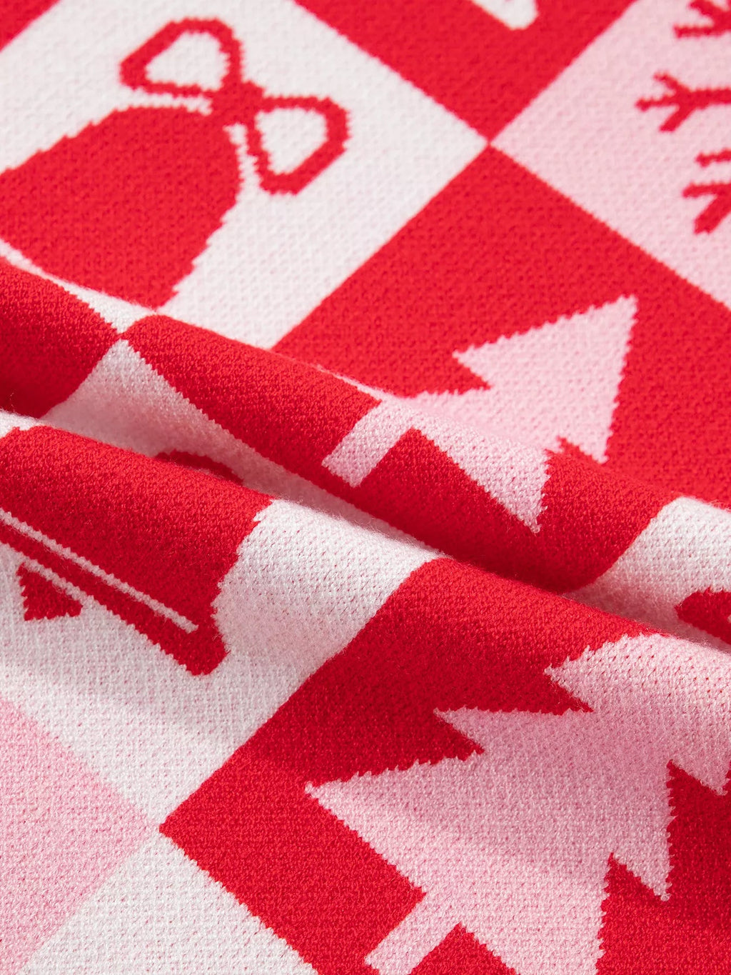 Christmas Plaid Sweater fabric and design detail
